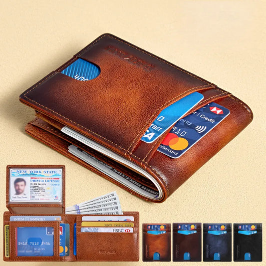 Slim RFID Genuine Leather Wallet