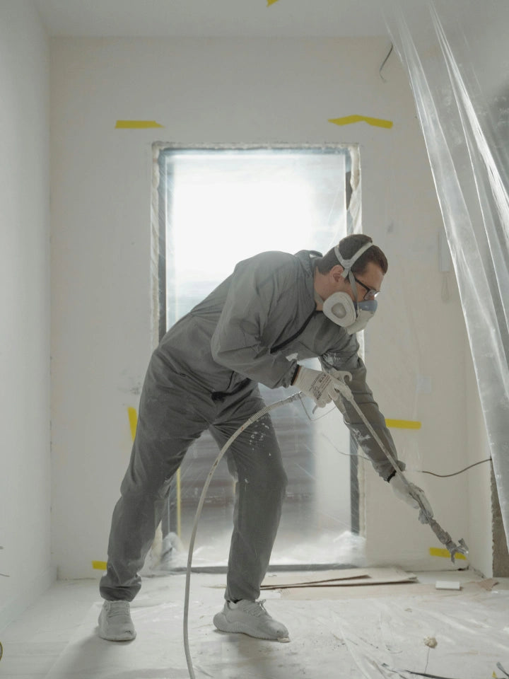Plastic barrier used for spray painting
