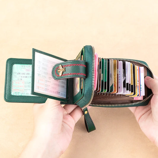 Vintage Leather RFID Accordion Card Holder