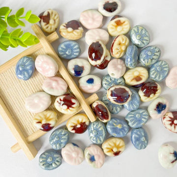 20mm Ceramic Sunflower Button Beads, 3mm Hole, DIY Craft Supplies