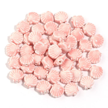 12mm Ceramic Fan Shell Beads, DIY Glazed Ocean Jewelry Supplies