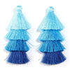 80mm Ombre Tiered Tassel Charms, Gradient 4 Layered Fringe for Boho Earrings DIY