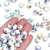 10mm Ceramic Floral Beads, 2.6mm Large Hole Chinoiserie Spacers