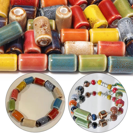 Rustic Ceramic Tube Beads