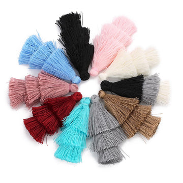 70mm Solid Color Tiered Tassels, 3 Layered Mini Fringe Charms for Bookmark Phone Charm DIY