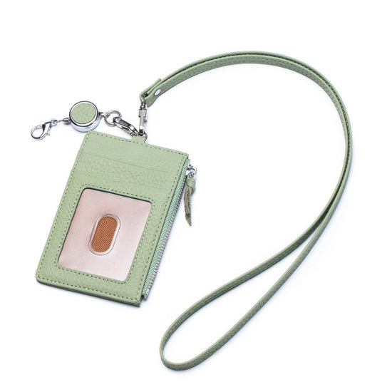 Leather ID Badge Holder with Lanyard - DOROCHEY