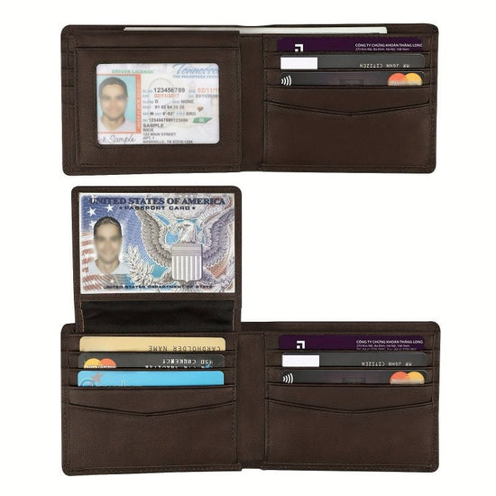 Men’s Slim RFID Leather Bifold Wallet - DOROCHEY