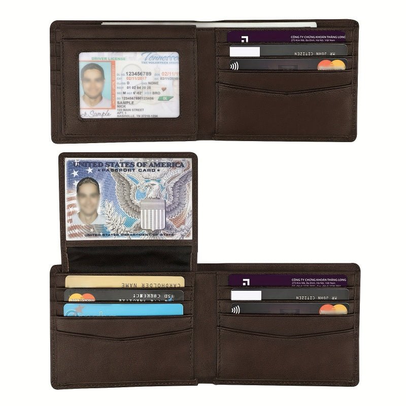 Men’s Slim RFID Leather Bifold Wallet - DOROCHEY