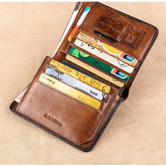 Men’s Vertical Bifold Leather RFID Wallet - DOROCHEY