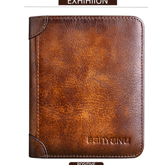 Men’s Vertical Trifold Leather RFID Wallet - DOROCHEY