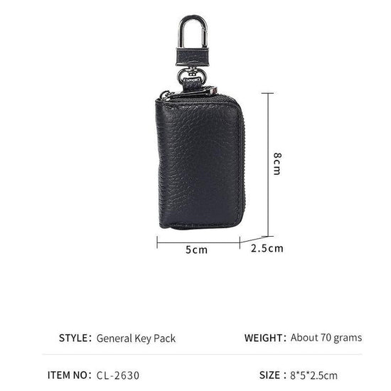 Mini Leather Car Key Holder with Zipper - DOROCHEY