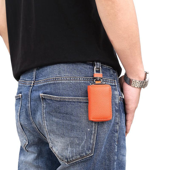 Mini Leather Car Key Holder with Zipper - DOROCHEY