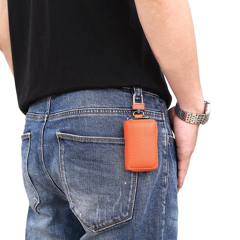 Mini Leather Car Key Holder with Zipper - DOROCHEY