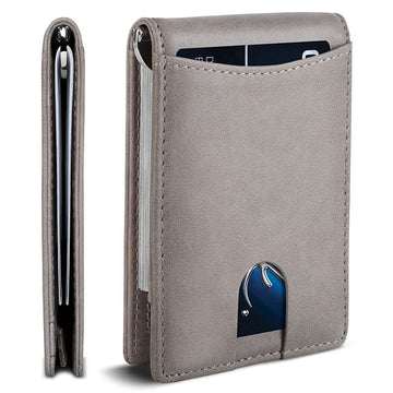 Ultra - thin Fashion Anti - theft Brush Wallet Leather Drawstring Card Case Short Bifold Men's Wallet - DOROCHEY