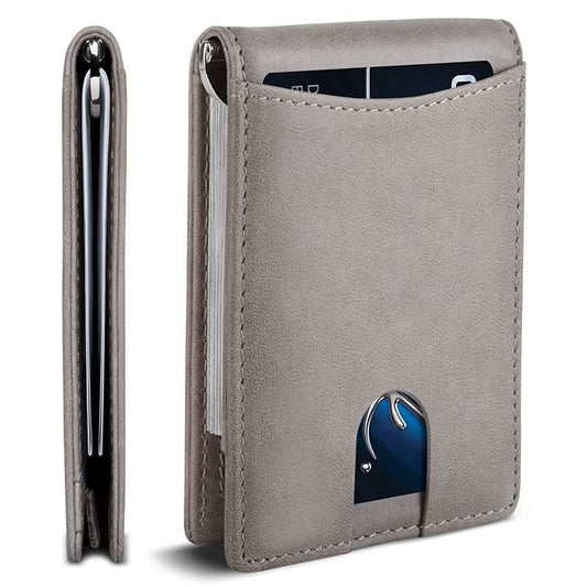 Ultra - thin Fashion Anti - theft Brush Wallet Leather Drawstring Card Case Short Bifold Men's Wallet - DOROCHEY