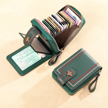 Vintage Leather RFID Accordion Card Holder - DOROCHEY