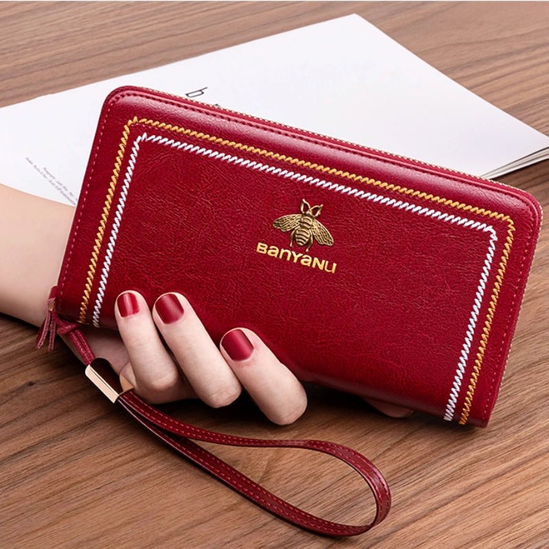 Waxed Leather RFID Zipper Card Holder - DOROCHEY