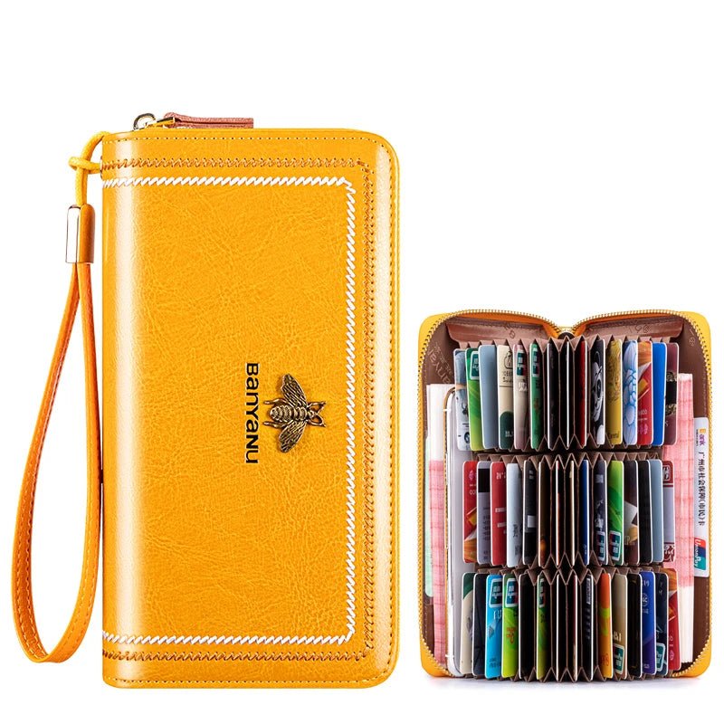 Waxed Leather RFID Zipper Card Holder - DOROCHEY